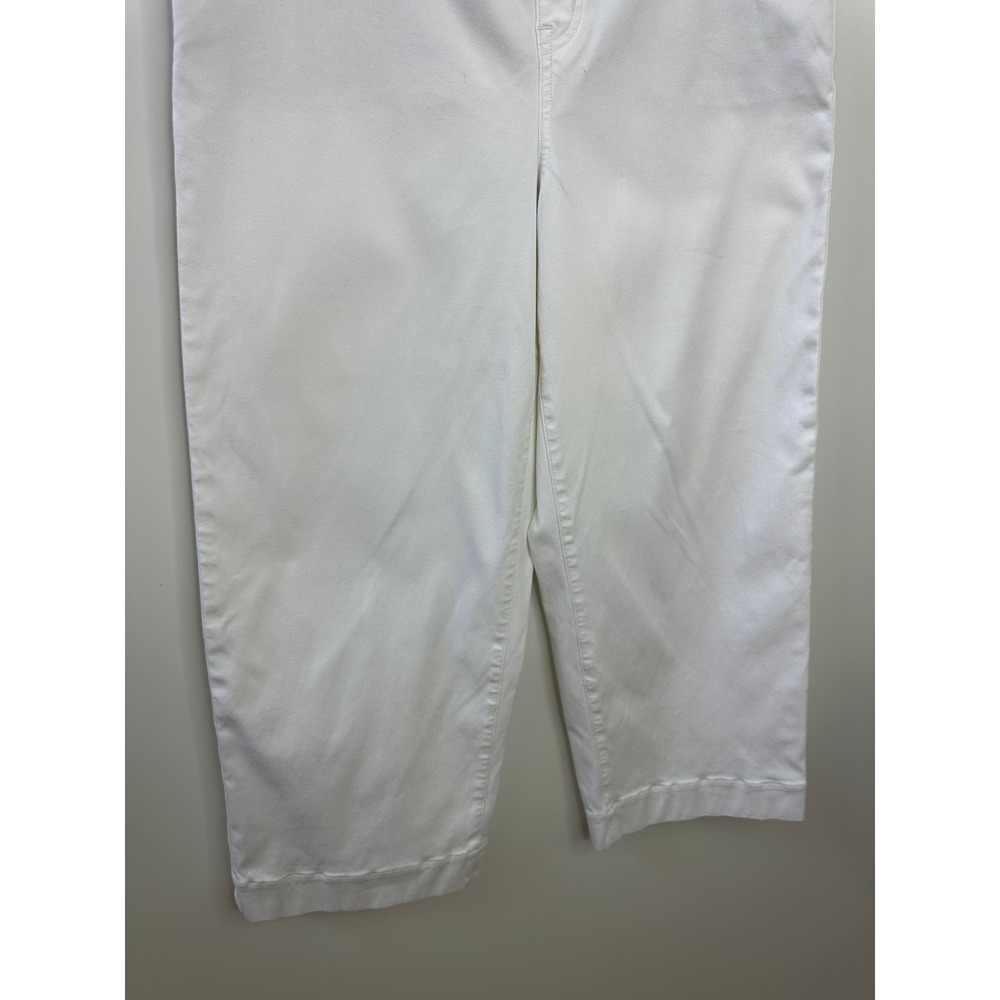 Spanx White High Rise Stretch Twill Cropped Wide Leg Button Pull On Pant Large - Picture 4 of 13